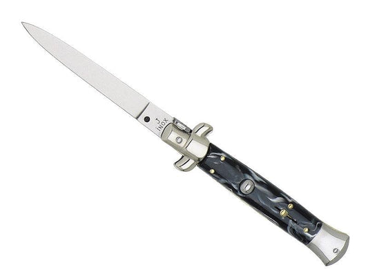 Automatic knife in black horn style 12cm