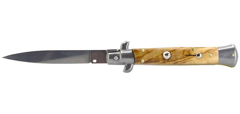 Italian automatic knife with olive wood handle