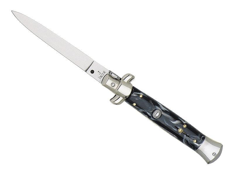 Italian automatic knife black horn style handle 11cm