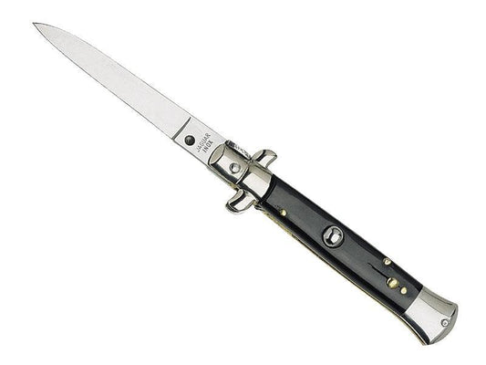 Black horn automatic pocket knife 12cm