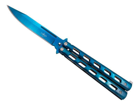 Third 13cm blue stainless steel butterfly knife