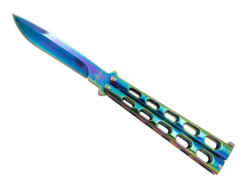 Rainbow Blue Butterfly Knife