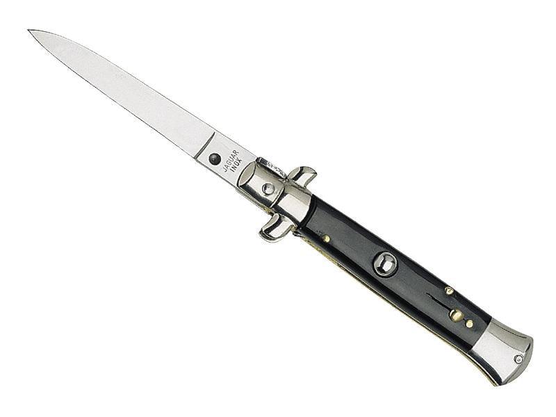 Black horn automatic folding knife