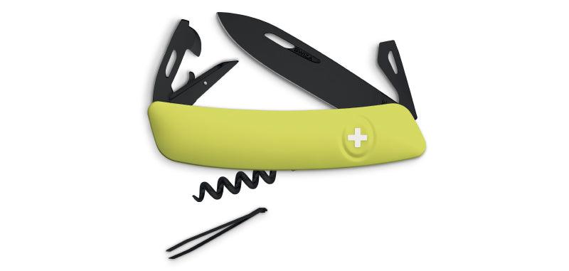 Green and black swiss army knife swiza