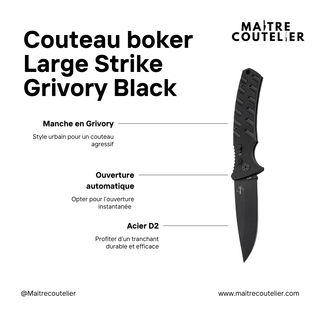 Boker Large Strike Grivory Black Automatic Knife