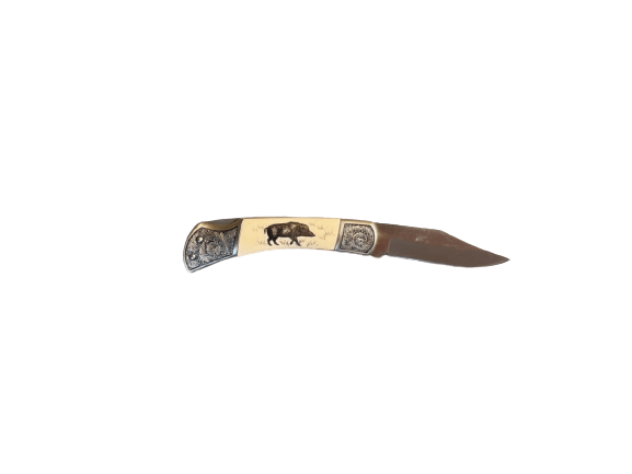 HUNTING KNIFE WITH WILD BOAR ENGRAVING