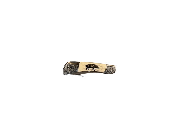 HUNTING KNIFE WITH WILD BOAR ENGRAVING