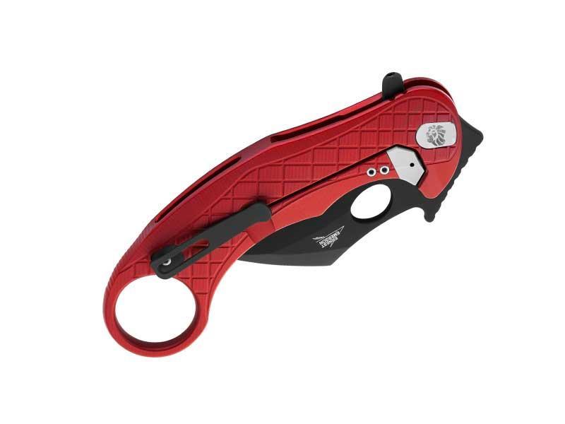 Red karambit knife black blade