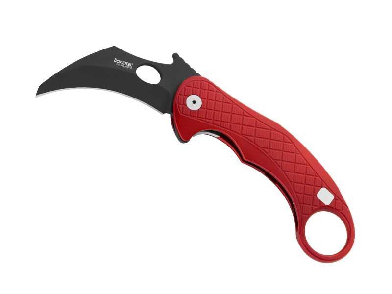 Red karambit knife black blade