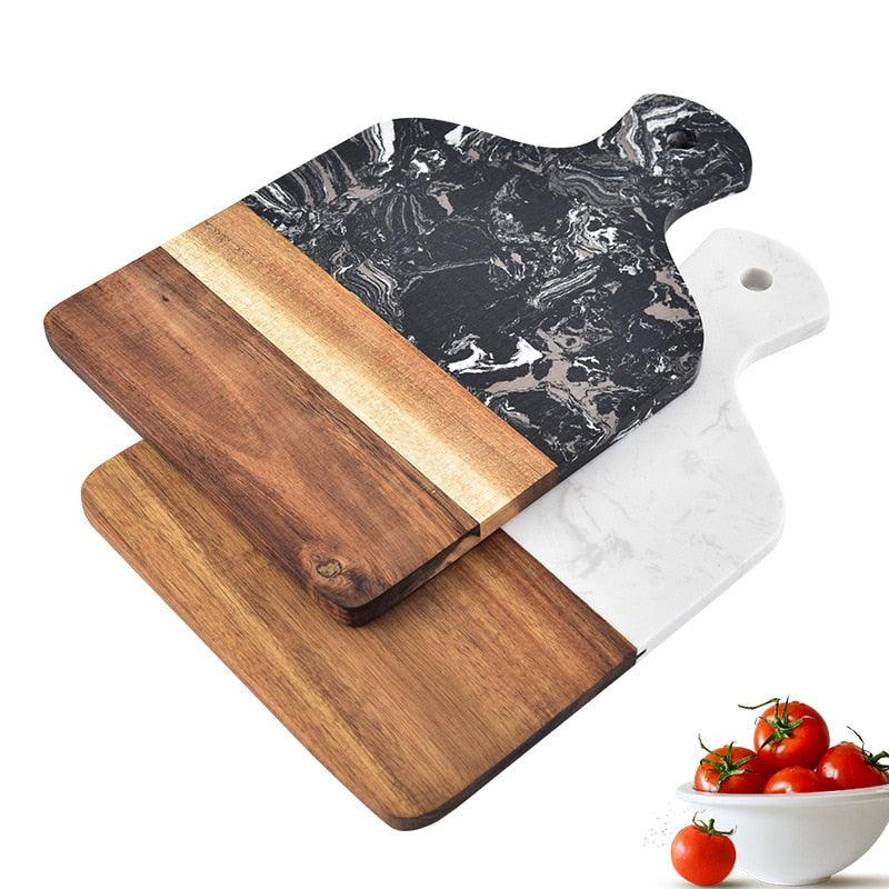 MARBLE AND WOOD CUTTING BOARD